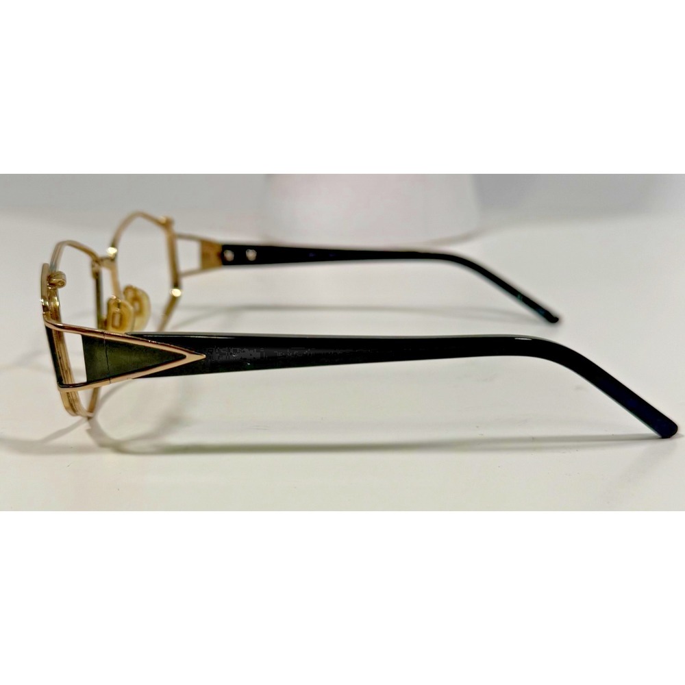 Bella Italia 311 Eyeglass Frames Womens 53-19-130 Black Gold Geometric Hexagon - Picture 3 of 8